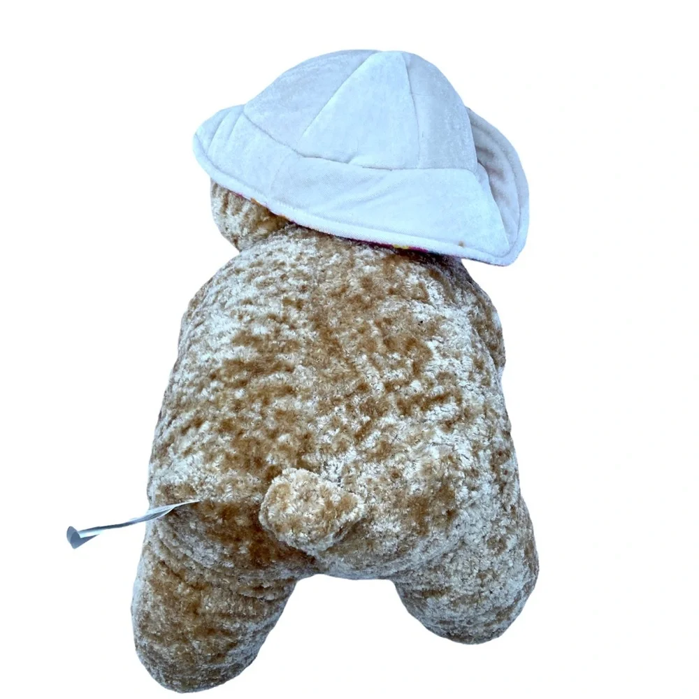 Fiesta‎ Hawaii plush chenille bear with hat holding yellow flowers